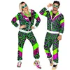 Image de W WIDMANN MILANO Party Fashion - Costume « Survêtement » | Veste et pantalon, tenue des années 80 à imprimé animalier, survêtement pour le carnaval et les soirées à thème