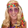 Image de W WIDMANN MILANO Party Fashion - Perruque Hippie Dude, avec bandeau coloré, perruque à cheveux longs, Flower Power
