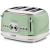 Image de Ariete Vintage 4 Slices Toaster 156, Grille-Pain avec 6 Niveaux de Grillage, Éjection Automatique, Fonction Décongélation, Tiroir Ramasse-Miettes Amovible, Corps en Acier Inoxydable, 1600W, Vert