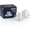 Image de De'Longhi DLSC308 Lot de 4 tasses en porcelaine céramique, fabriqué en Italie, confortable à tenir, sans condensation, lavable au lave-vaisselle, capacité 70 ml chacune, également fourni les soucoupes