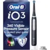 Image de Oral-B iO3 Brosse à Dents Électrique Noir - 3 Modes Nettoyage, Capteur Pression Intelligent pour Protéger les Gencives