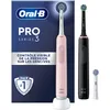 Image de Oral-B Brosses A Dents Electriques Duo Pro 3 Noire Et Rose, Avec 3 Modes De Nettoyage 3D Dont Blancheur, Brossage Avec Des Oscillo-Rotations Et Pulsations, 3 Brossettes De Rechange RondesOral B