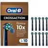 Image de Oral-B Pro Lot De 10 Brossettes De Rechange Cross Action, AUTHENTIQUES, Noires, Nettoyage En Profondeur, Têtes Rondes, Embouts Pour Les Brosses A Dents Electriques Oral B Pro, Carton
