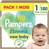 Image de Pampers Harmonie, Taille 1, 180 Couches, 2-5kg, Protection Douce Pour La Peau Avec 100% D’Absorption Pampers, Pack 1 Mois