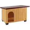 Image de Ferplast Niche pour chiens Maisonnette BAITA 80 en bois FSC, Pieds isolants en plastique, Porte anti-morsures en aluminium, Toit ouvrant