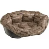 Image de Ferplast Panier Chien et Chat avec Coussin Sofa' 4 en Coton Lavable, Lit pour Chien et Chat en Plastique Rembourré, Corbeille en Plastique, Fond Perforé, Antidérapant, 64 x 48 x h 25 cm, Marron