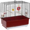 Image de Ferplast Cage rectangulaire pour oiseaux exotiques et canaris REKORD 3, livrée avec accessoires et mangeoire tournante, métal robuste vernis blanche et bac en plastique Rouge, 49 x 30 x h 48,5 cm