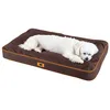 Image de Ferplast Panier Chien Chat - Coussin Orthopédique Chien - Lavable en Machine - Tapis Chien - Lit Chat Chien - Imperméable & Anti-Rayures - Rembourrage Amovible - Polo, 65 x 40 xh 8 CM, Marron