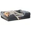 Image de Ferplast Panier Chien Grande Taille en Mousse à Mémoire de Forme - Lit Orthopédique Avec Coussin et Housse Amovible - 112 x 88 x 26,5 cm - Gris