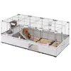 Image de Ferplast Cage pour Lapins, Cage pour cochons d'Inde, cobayes, Modular 3, Extensible, Grande Cage à Lapin, Accessoires Inclus, Facile à Nettoyer, 144 x 72 x h 56 cm