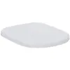 Image de Ideal Standard   Tempo Abattant WC, Design enveloppant, Forme en D, Résistant aux UV, durable, avec un ensemble de charnières, montage facile, en Duroplast, Blanc Brillant