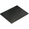 Image de Ultraflat S I.Life Receveur de Douche Ultraplat 3 cm d'Épaisseur, Rectangulaire 100 x 80 cm, Finition Pierre Texturée, Naturellement Anti-Dérapant, Cache-Bonde Fourni, Noir