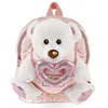 Image de PERLETTI Nounours Sac à Dos Enfant 3 4 5 Ans avec Coeur Rose - Sac de Sport avec Peluche Amovible Animal Teddy Bear pour École Maternelle - Cartable Sacoche Douce avec Ours Petit Fille (Sac à Dos)