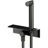 Image de Lamborghini Set de douche en acier inoxydable avec raccord mural coudé, tablette de douche et support de douchette intégré, WLS3002-PGMTL,