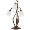 Image de ONLI - Lampe de table 3 lumières en métal marron avec nuances dorées et verres tulipe bancs satinés