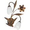 Image de ONLI - Applique murale 2 bras en métal marron avec nuances dorées et verres blancs satiné