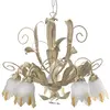 Image de onli Lustre en métal Ivoire spennellato or avec verre blanc à fleur