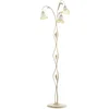 Image de ONLI - Lampadaire en métal ivoire avec nuances dorées. Verres en forme de calla blancs satinés nuancés ambre