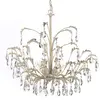 Image de Onli Panier Lustre 5 lumières en métal Ivoire doré avec gouttes en cristal pendantes