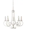 Image de ONLI - Lustre Pompei 5 bras en métal blanc effet vieilli avec abat-jours en tissu blancs