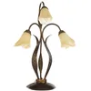 Image de ONLI - Lampe de table 3 lumières en métal marron avec nuances dorées et verres ambre