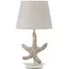 Image de ONLI - Lampe de table en métal avec décoration étoile de mer en bois. Abat-jour en tissu beige