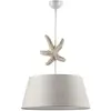 Image de ONLI - Lampe à suspension avec décoration étoile de mer en bois. Abat-jour en tissu beige diam. 45cm