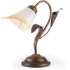 Image de ONLI - Lampe à chevet en métal marron avec nuances dorées. Verre blanc nuancé ambre