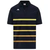 Image de Kappa Feystripe Polo de Sport Confortable et Stylé, Bleu Marine, Jaune Buttercup et Y, Taille 3XL