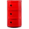 Image de Kartell Componibili, Conteneur 3 éléments, Rouge, Base ronde