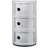Image de Kartell Componibili, Conteneur 3 éléments, Argent Mat, Base Ronde