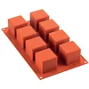 Image de silikomart | SF104 Moule en Silicone pour monoportions CUBI, antiadhésif, 8 cubes, paquet de 1 Moule à gâteau, 50 x 50 mm, h 50 mm, Made in Italy, Rouge Brique