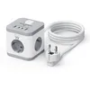 Image de Ewent USB Cube 7-in-1 Multiprise, 3 Prises Schuko, 2 USB-C et 2 Prises USB, Bloc Multiprise 3680W 16A avec Interrupteur, Cable 1,5m pour Maison, Bureau, pour appareils électroménagers - Blanc/Gris