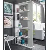 Image de Dmora - Bibliothèque Columbia, Bibliothèque double face avec 5 étagères, Etagère de séparation pour bureau ou chambre, 90x25h180 cm, Blanc et Ciment