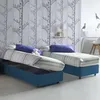 Image de Talamo Italia - Lit simple Melissa, Lit coffre avec revêtement en tissu, 100% Made in Italy, Ouverture latérale, adapté pour matelas 80x190 cm, Bleu