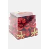 Image de Dmora Boîte 50 pièces décorations de Noel multi-formes, ornements et pointe, ensemble assortiment de boules de Noel, boîte ensemble arbre de Noel, 4 à 7 cm, couleur rouge
