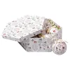 Image de Dmora Boîte 7 boules de Noel, fantaisie écrite, ensemble assortiment de boules de Noel, boîte d’arbre de Noel hexagonal, diamètre 7,5cm, blanc