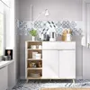 Image de Dmora - Buffet Sumbra, Buffet Garde-Manger de Salon, Buffet de Salon Moderne avec 2 Portes, 120x40h102 cm, Blanc et Chêne