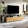 Image de Dmora - Meuble TV Maiella, Buffet Bas pour Le Salon, Buffet pour Le Salon pour la télévision, 165x40h47 cm, Chêne Noeuds et Anthracite