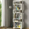 Image de Dmora - Bibliothèque Panopea, Etagère de Bureau, Porte-Livre Mobile, Librairie, 60x20h165 cm, Blanc et Noyer