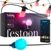 Image de Twinkly Festoon 20 LED RGB, Guirlande LED 20 Ampoules, Lumières Extérieures et Intérieures Multicolores RGB, Compatible Alexa, Google Home, Lumières de Jeu, IP44, Contrôlée par App, Câble Noir, 10m