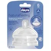 Image de Chicco Tétine Silicone Natural Feeling Flux Repas Bout Allongé 6 Mois+ lot de 2