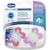 Image de Sucette Chicco PhysioForma Comfort 16-36 Mois, Tétine en Silicone, Favorise la Respiration Physiologique et le Bon Développement Bucco-Dentaire, Rose, Lot de 2