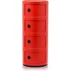 Image de Kartell Componibili, Conteneur 4 éléments, Rouge, Base ronde