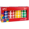 Image de APLI Kids 13793 - Rouleaux de gommettes colorées (jaune, bleu, rouge, vert) 20 mm pour motricité fine, apprentissage enfant et loisirs créatifs.