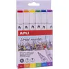 Image de Apli 18431   Lot de 6 feutres"Street Marker" à double pointe (ronde de 1 mm et biseauté de 6 mm) - couleurs assorties. Rouge/Orange/Jaune/Vert Clair/Bleu/Violet