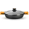 Image de BRA Efficient | Faitout Bas 36 cm, Fonte D'Aluminium, avec Antiadhésif Platiunm Plus sans PFOA, avec Couvercle en Verre et Anses en Silicone Démontables, Tous Feux Dont Induction