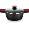 Image de BRA Premiere | Casserole Haute de 32 cm en Fonte d'Aluminium, 3 Couches, Revêtement Antiadhésif Renforcé, 2 Poignées Amovibles en Silicone | Convient à Tous les Types de Plaques de Cuisson