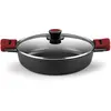 Image de BRA Premiere | Casserole Basse de 32 cm en Fonte d'Aluminium, 3 Couches, Revêtement Antiadhésif Renforcé, 2 Poignées Amovibles en Silicone | Convient à Tous les Types de Plaques de Cuisson