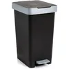 Image de TATAY Poubelle de Cuisine Smart, Capacité 25L, Pédale Rétractable, Polypropylène, Sans BPA, Sac Poubelle 30L. Noir. Dimension 26 x 36 x 47cm
